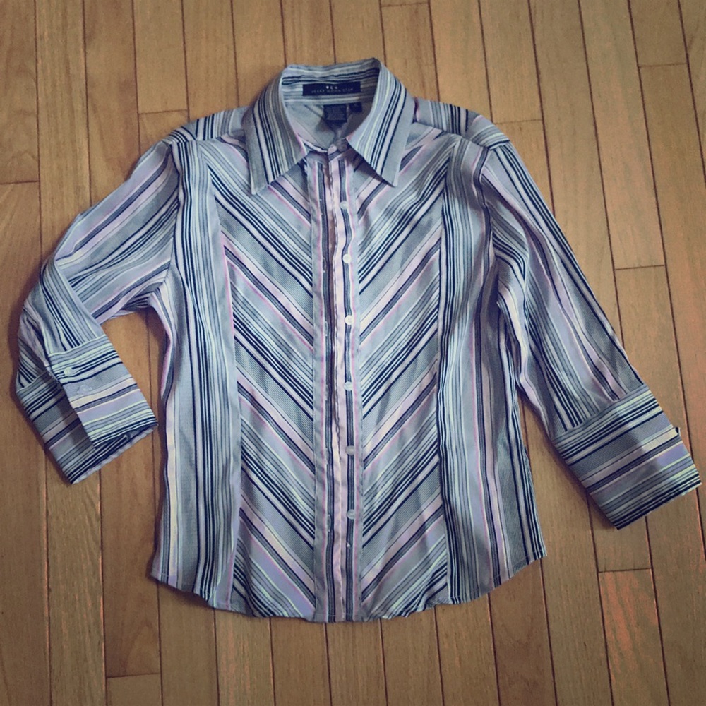 Black, Pink and White Button Down Shirt